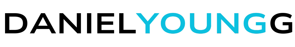 A sleek, modern logo for DanielYoungg.com featuring bold black and teal text with emphasis on the word “YOUNG.”